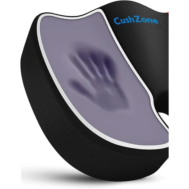 CushZone Memory Foam Seat Cushion — Black