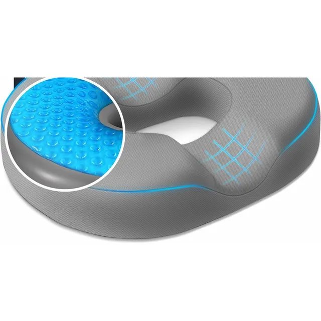 CushZone Cooling Gel Donut Pillow — Light Gray