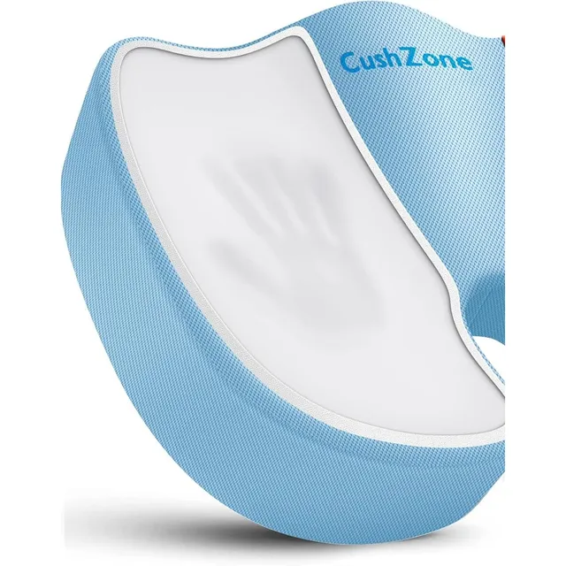 CushZone Memory Foam Seat Cushion — Light Blue
